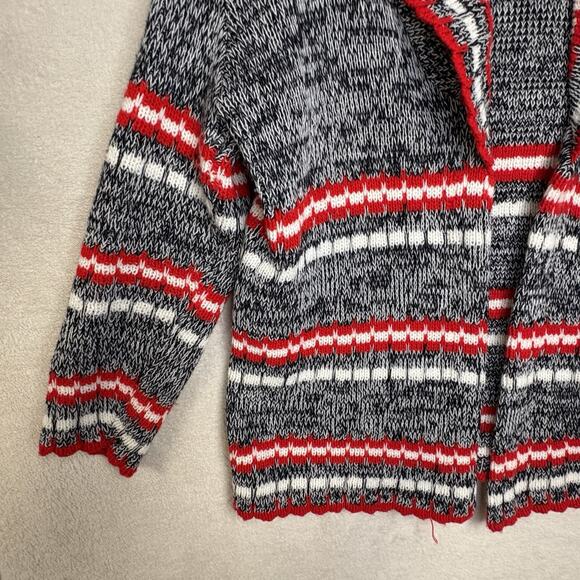 Vintage Scotch English Red Blue White Knit Collar Cardigan Sweater Medium - Picture 7 of 12